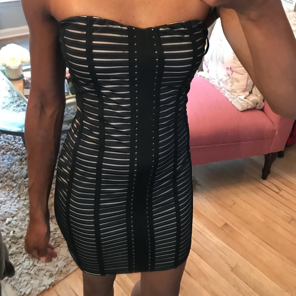 Strapless Black and Tan dress